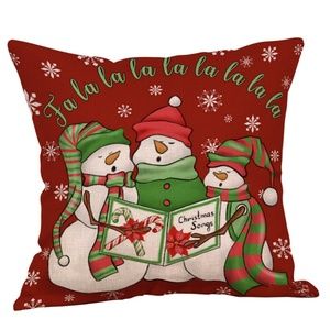 Pillow Cover- NEW- Christmas Snowman Fa La La La